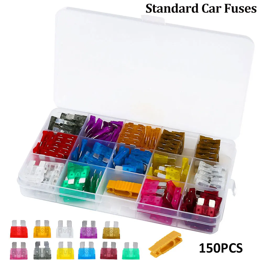 Car-styling 150 pcs Fuse Kit APM ATM 2A 3A 5A 7.5A 10A 15A 20A 25A 30A 35A 40A BoX car fuses high quality
Car-styling 150 pcs Fuse Kit APM ATM 2A 3A 5A 7.5A 10A 15A 20A 25A 30A 35A 40A BoX car fuses high quality