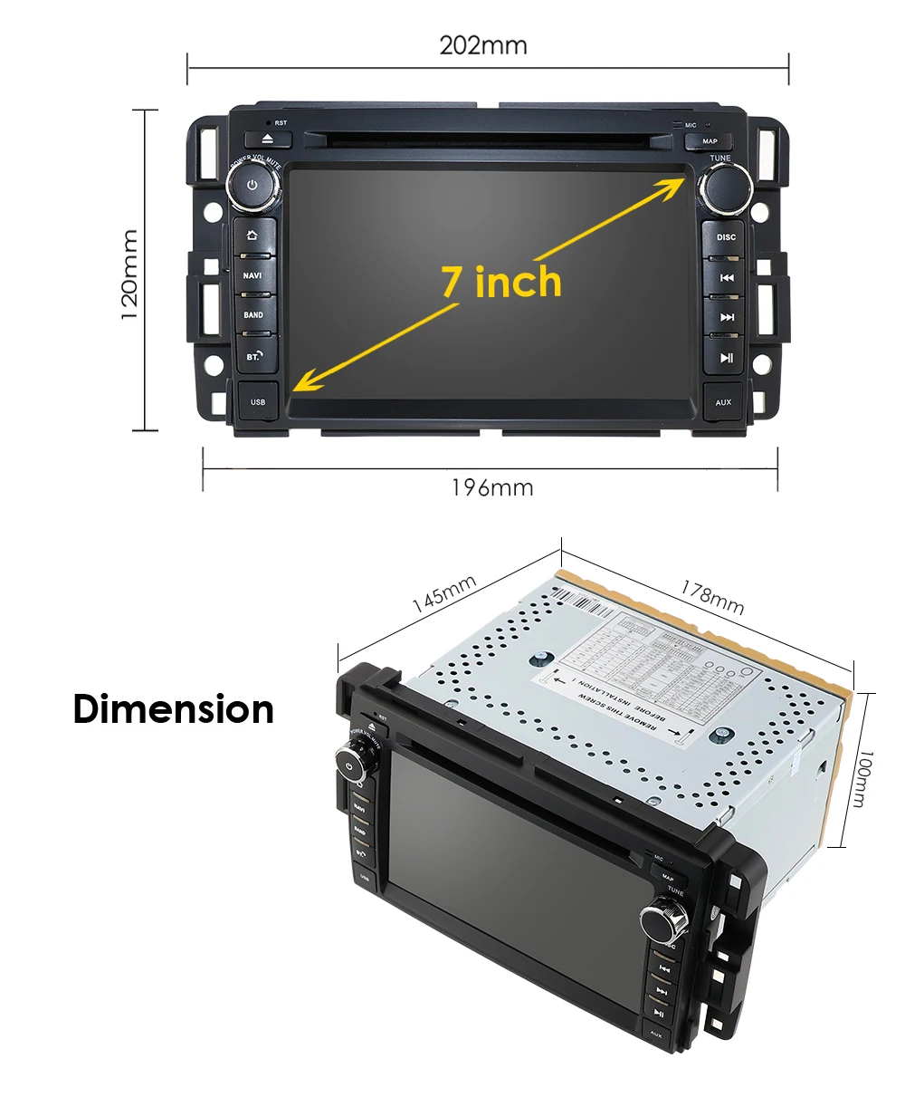 Clearance Ossuret 7Inch Touch Screen Car DVD Radio Stereo FOR GMC Chevy Silverado 1500 2012 GMC Sierra 2011 2010 FM/AM Radio Receiver GPS 26