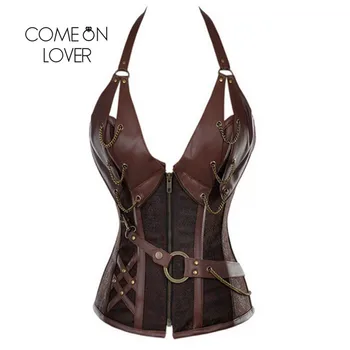 Comeonlover Women's Gothic Steampunk Corset Halter Steel Boned Vintage Sexy Underbust Corsets Leather Gather Waist Corset AI2231
Comeonlover Women's Gothic Steampunk Corset Halter Steel Boned Vintage Sexy Underbust Corsets Leather Gather Waist Corset AI2231
