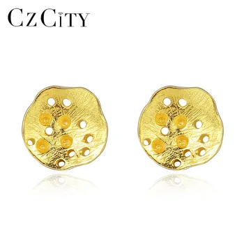 CZCITY Design Unique 18K Gold Plated Genuine 925 Sterling Silver Lotus leaf Stud Earrings for Women Fashion Fine Jewelry Brincos
CZCITY Design Unique 18K Gold Plated Genuine 925 Sterling Silver Lotus leaf Stud Earrings for Women Fashion Fine Jewelry Brincos