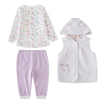 Tender Babies Baby Girl Clothing 3pcs set quilted jacquard hooded gilet and legging with rib cuff and soft printed floral T-shir
Tender Babies Baby Girl Clothing 3pcs set quilted jacquard hooded gilet and legging with rib cuff and soft printed floral T-shir
