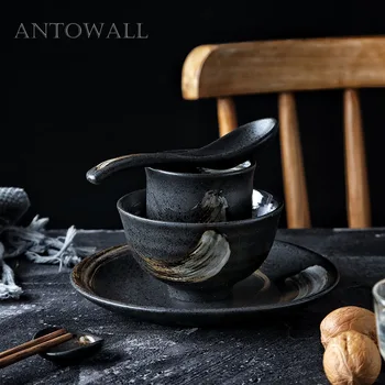 ANTOWALL Japanese style ceramic tableware set home retro simple single 5 piece set dish restaurant dinnerware set
ANTOWALL Japanese style ceramic tableware set home retro simple single 5 piece set dish restaurant dinnerware set