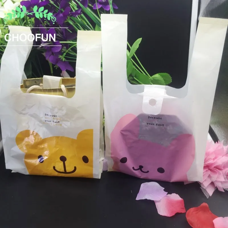 20PCS Pink Yellow Bear Waistcoat for Gift Decorations Package Plastic bags Hand Length Handle shopping Packaging Bags B018
20PCS Pink Yellow Bear Waistcoat for Gift Decorations Package Plastic bags Hand Length Handle shopping Packaging Bags B018