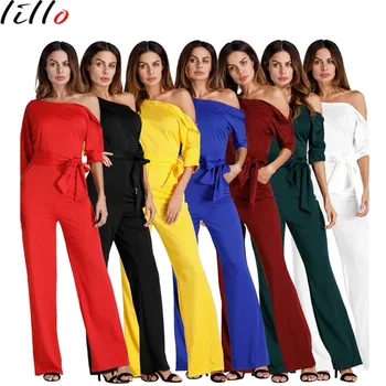 2019 Siamese Wide Leg Pants Women's Casual Jumpsuit Classic Solid Color Diagonal Collar Button Belt Design Fashion Style sexy
2019 Siamese Wide Leg Pants Women's Casual Jumpsuit Classic Solid Color Diagonal Collar Button Belt Design Fashion Style sexy