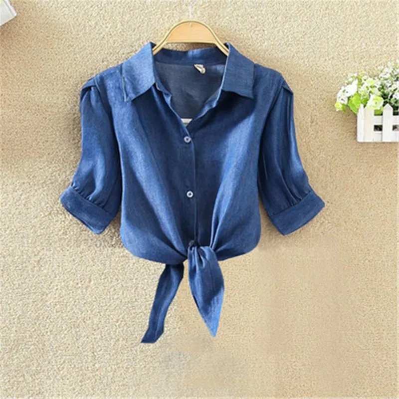 Navy Blue Shirts women Knot Front Crop Womens Tops and Blouses Button Ladies Shirts Summer Blouse Korea Stylish Girl 4 Color
Navy Blue Shirts women Knot Front Crop Womens Tops and Blouses Button Ladies Shirts Summer Blouse Korea Stylish Girl 4 Color