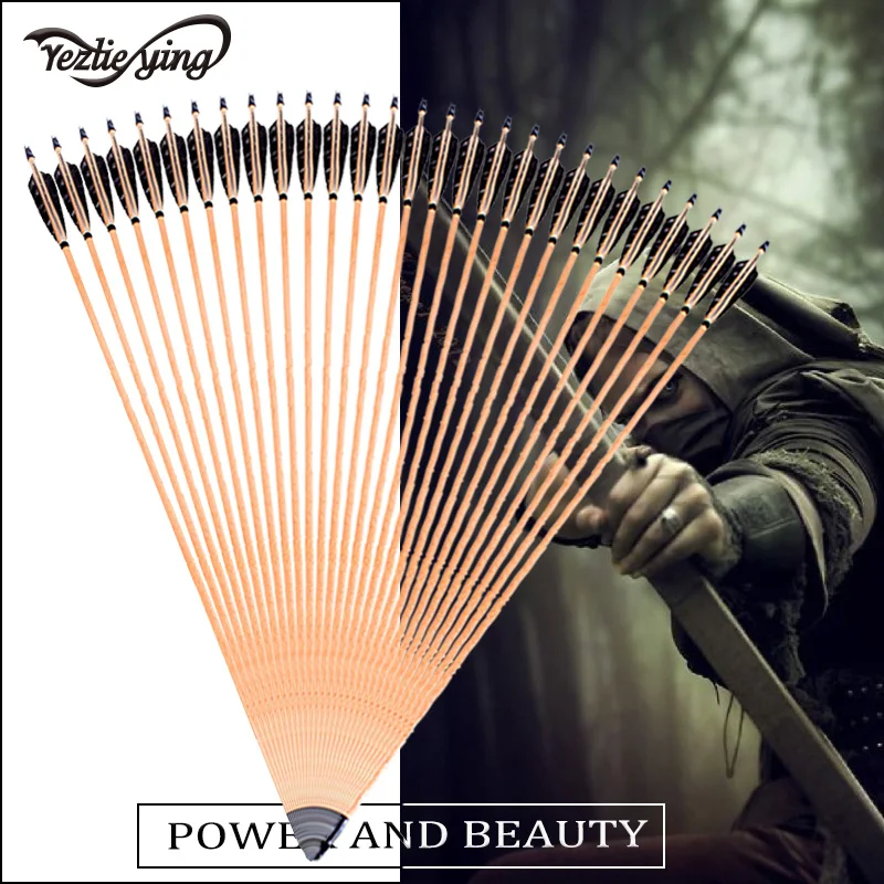 24PCS 31.5-Inch Wooden Arrows 20-70lbs 5inch Black Turkey Feather Vanes for Recurve Bow Crossbow Hunting
24PCS 31.5-Inch Wooden Arrows 20-70lbs 5inch Black Turkey Feather Vanes for Recurve Bow Crossbow Hunting