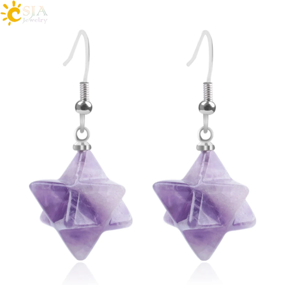 CSJA 2018 Bohemian Natural Gem Stone Merkabah Star Drop Earrings for Girl Opal Pink Crystal Lazuli Polyhedral Reiki Eardrop F021
CSJA 2018 Bohemian Natural Gem Stone Merkabah Star Drop Earrings for Girl Opal Pink Crystal Lazuli Polyhedral Reiki Eardrop F021