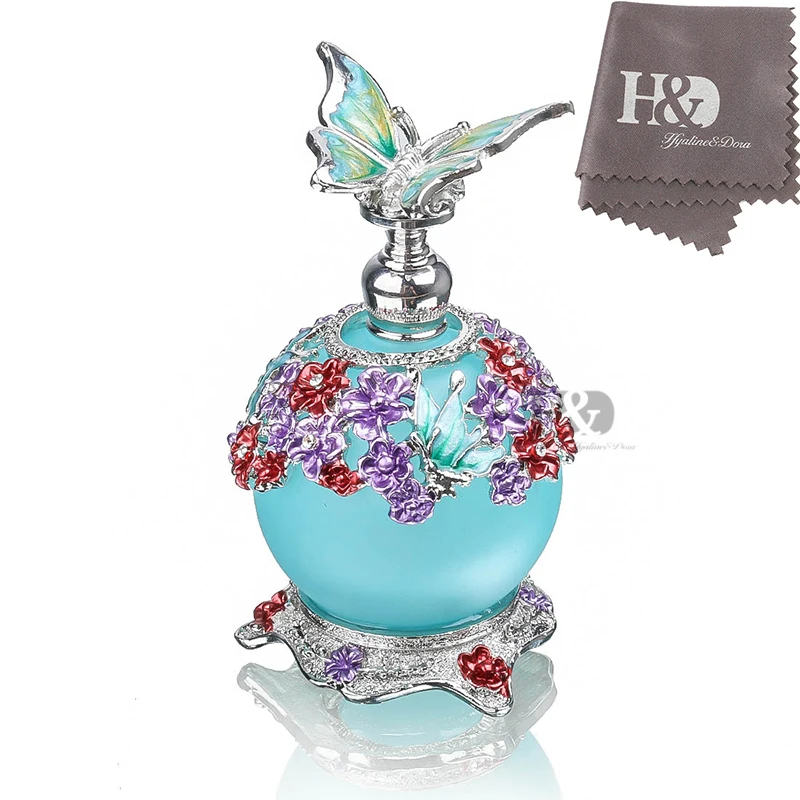 H&D 23ml Handmade Lady's Gift Empty Blue Butterfly Perfume Bottle Antique Glass Refillable Essential oil Container Wedding Decor
H&D 23ml Handmade Lady's Gift Empty Blue Butterfly Perfume Bottle Antique Glass Refillable Essential oil Container Wedding Decor
