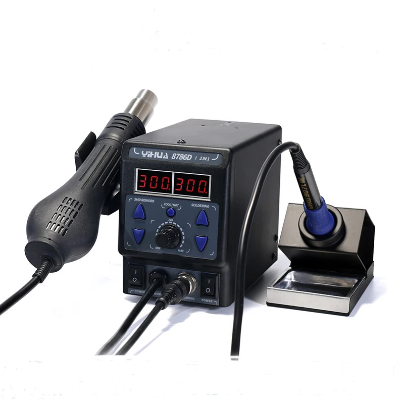 YIHUA 8786 DI two-in-one hot air welding platform precision double digital display welding platform rework station
YIHUA 8786 DI two-in-one hot air welding platform precision double digital display welding platform rework station