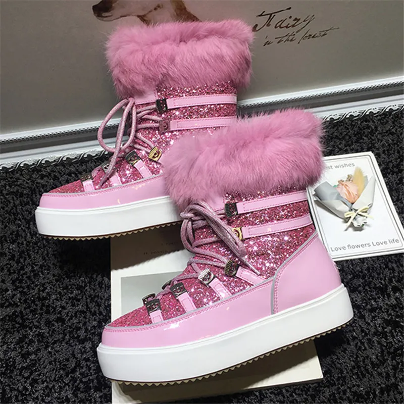 Bling Glitters Warm Fur Snow Boots 2019 Bottines Femmes Eyes Designer Women Flats Winter Shoes Lace Up Moon Platform Botas Mujer
Bling Glitters Warm Fur Snow Boots 2019 Bottines Femmes Eyes Designer Women Flats Winter Shoes Lace Up Moon Platform Botas Mujer