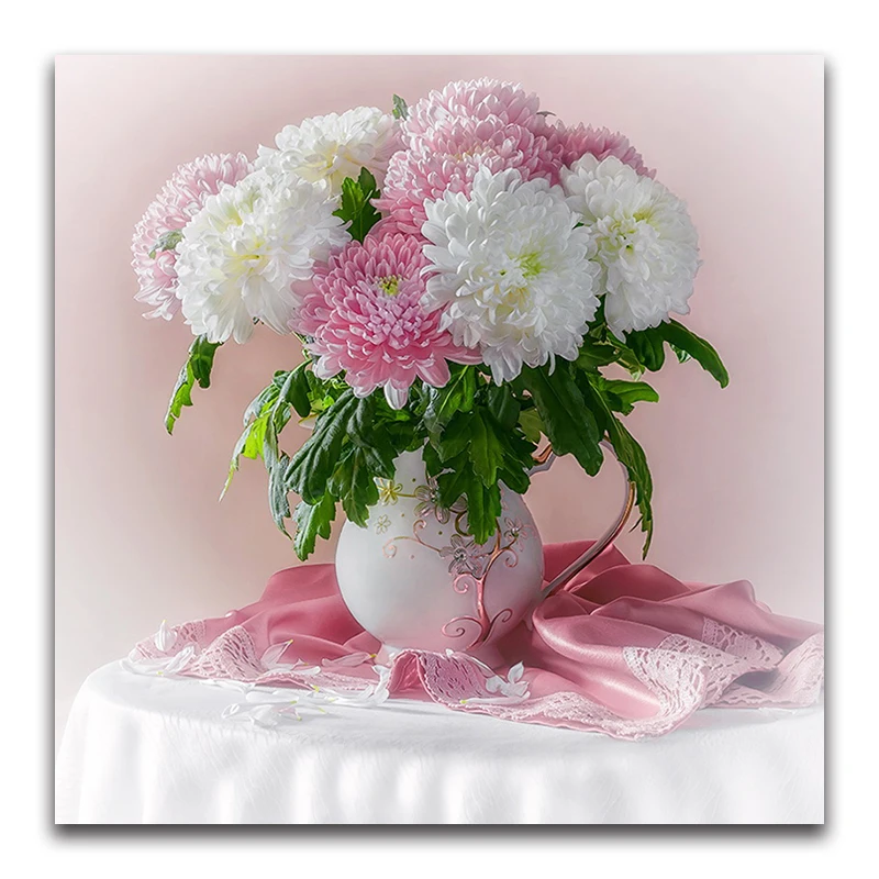 3D diy diamond embroidery 5d diamond Painting Cross Stitch round drill flower vase picture Mosaic pattern wall sticker gift