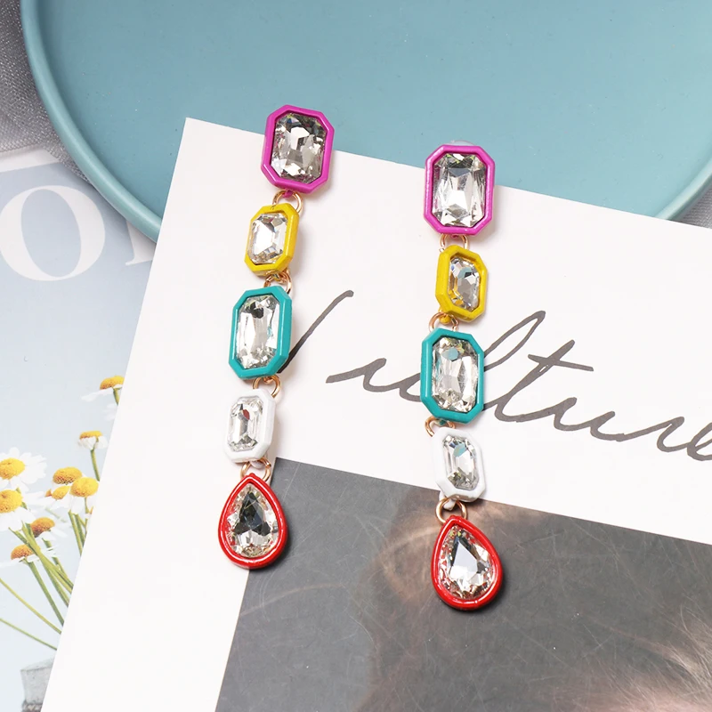 JURAN Fashion Long Geometric Drop Earrings Charm Multi Color Rectangle Rhinestone Earring for Women Party Jewelry Gift
JURAN Fashion Long Geometric Drop Earrings Charm Multi Color Rectangle Rhinestone Earring for Women Party Jewelry Gift