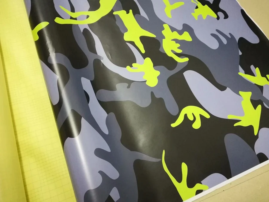 fluorescent yellow camo vinyl car wrapping sticker film foil (2)
