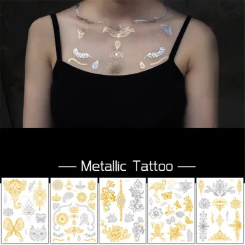 5PCS Flash Metallic Waterproof Temporary Tattoos Butterfly Feather Gold Silver Tattoo Sticker Henna Flower Taty Design Body Art
5PCS Flash Metallic Waterproof Temporary Tattoos Butterfly Feather Gold Silver Tattoo Sticker Henna Flower Taty Design Body Art