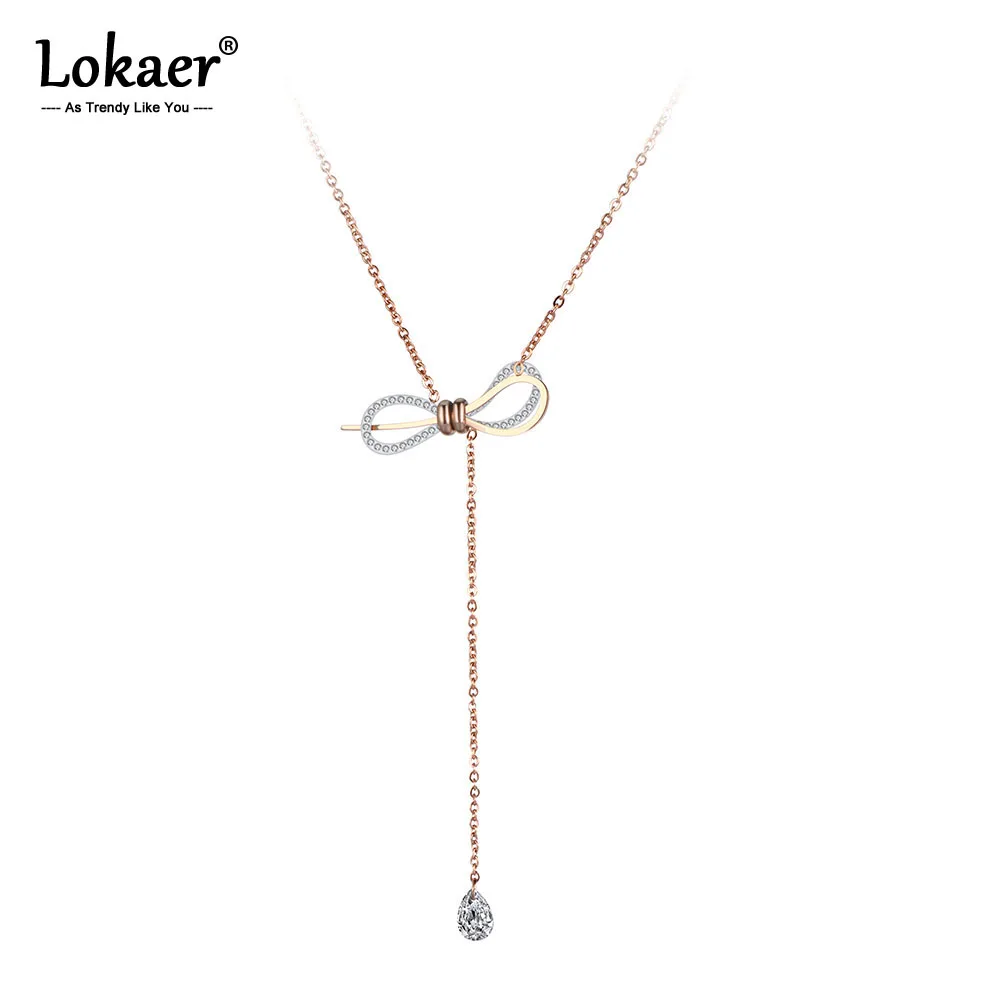 Lokaer Trendy AAA CZ Crystal Three-dimensional Bowknot Necklace Stainless Steel Wedding Neckalce Jewelry For Women Gifts N19037
Lokaer Trendy AAA CZ Crystal Three-dimensional Bowknot Necklace Stainless Steel Wedding Neckalce Jewelry For Women Gifts N19037