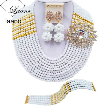 Laanc 10 Rows White Nigerian Beaded Jewelry Set African Wedding Beads Crystal Bridal Jewelry Sets C22P015
Laanc 10 Rows White Nigerian Beaded Jewelry Set African Wedding Beads Crystal Bridal Jewelry Sets C22P015