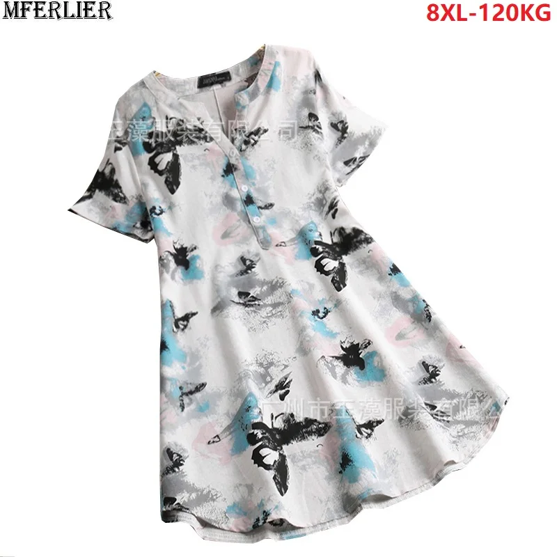 summer women floral dress short sleeve print butterfly plus size 6XL 7XL 8XL cotton v-neck casual dress Female loose dress 54 52
summer women floral dress short sleeve print butterfly plus size 6XL 7XL 8XL cotton v-neck casual dress Female loose dress 54 52