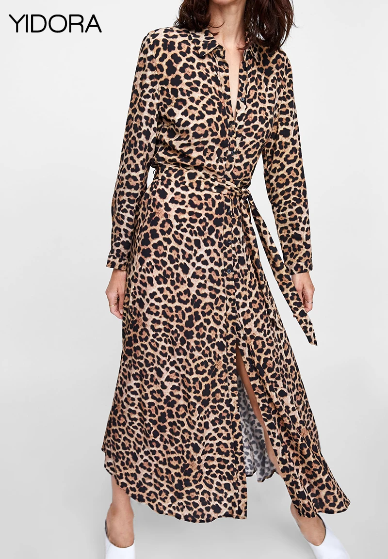 Women 2018 Long Sleeves Leopard Print Buttoned Front Long Shirtdress Matching Waist Tie Belt - Ladies Fashion Animal Print Dress
Women 2018 Long Sleeves Leopard Print Buttoned Front Long Shirtdress Matching Waist Tie Belt - Ladies Fashion Animal Print Dress