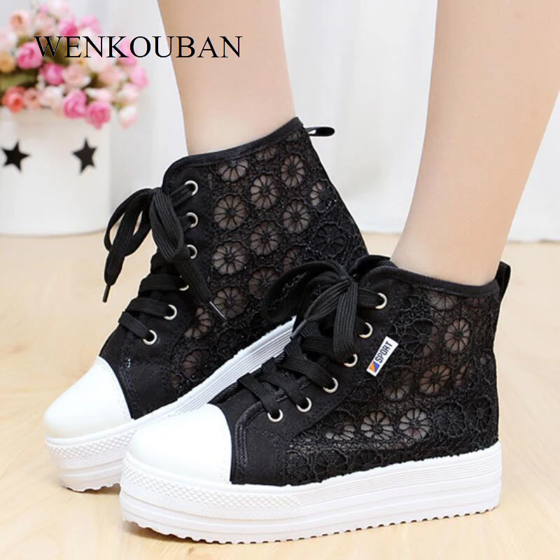 Women Casual Shoes Platform High-top White Sneakers Female Lace Shoes Height Increasing Mesh Sneakers Black Basket Femme
Women Casual Shoes Platform High-top White Sneakers Female Lace Shoes Height Increasing Mesh Sneakers Black Basket Femme