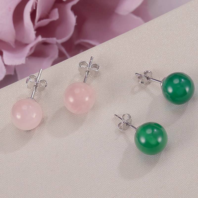 100% Natural Rose Quartz Agate 8mm Stud Earring For Women S925 Sterling Silver Fine Jewelry Round Pink Green Gemstone Brincos
100% Natural Rose Quartz Agate 8mm Stud Earring For Women S925 Sterling Silver Fine Jewelry Round Pink Green Gemstone Brincos
