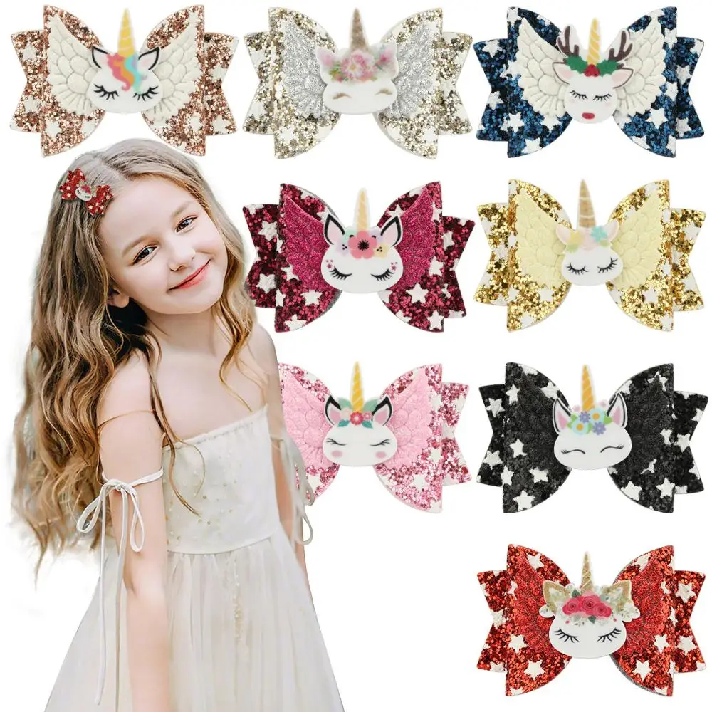 8pcs 3" Glitter Party Hair Clip Star Unicorn Big Bows With Clips For Girls Hair Accessories Hairpins Barrette
8pcs 3" Glitter Party Hair Clip Star Unicorn Big Bows With Clips For Girls Hair Accessories Hairpins Barrette