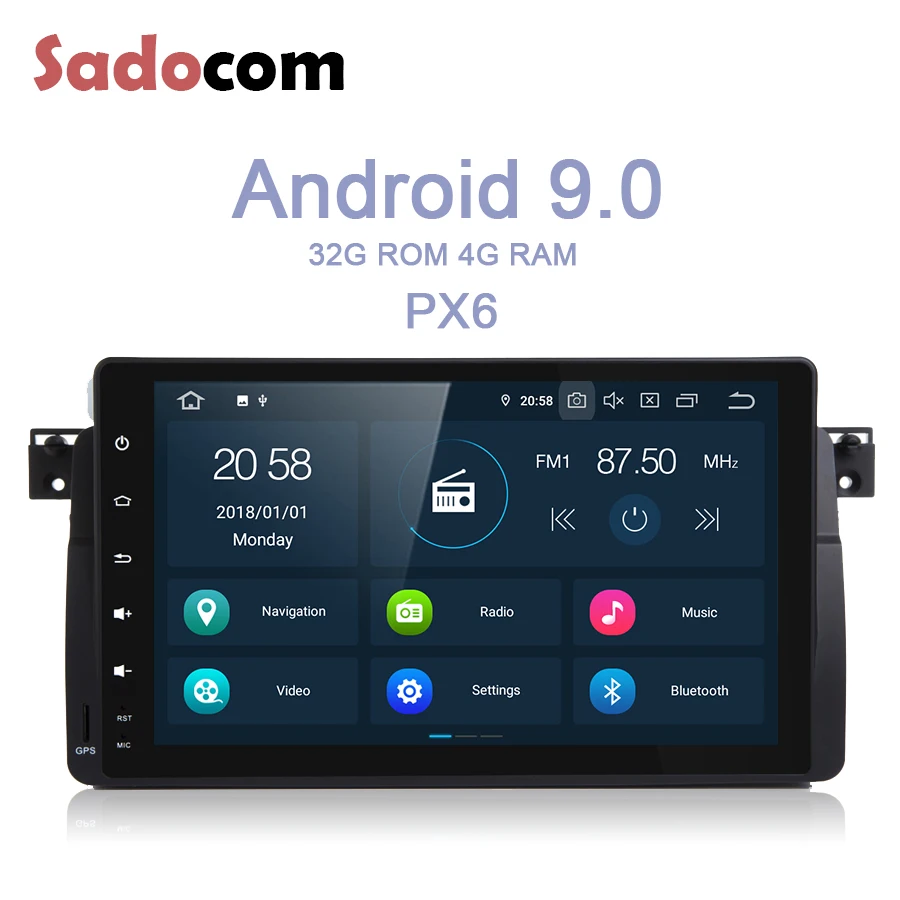 9'' 1 din Android 9.0 PX6 Car DVD radio Player 6 Core 4GB RAM RDS autoradio WiFi GPS Map Bluetooth For BMW 3 E46 M3 Rover 75 MG
9'' 1 din Android 9.0 PX6 Car DVD radio Player 6 Core 4GB RAM RDS autoradio WiFi GPS Map Bluetooth For BMW 3 E46 M3 Rover 75 MG