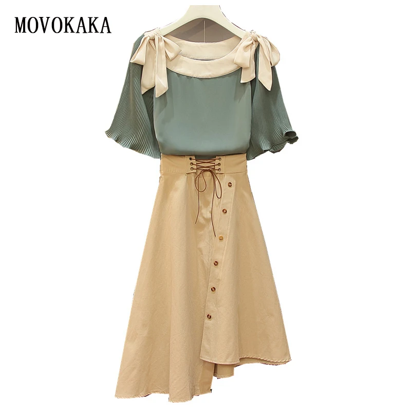 Hot New Plus Size Skirts Women's Sets High Quality Button Skirt Pleated Blouse Women Summer Women's Skirt And Tops Two Piece Set
Hot New Plus Size Skirts Women's Sets High Quality Button Skirt Pleated Blouse Women Summer Women's Skirt And Tops Two Piece Set