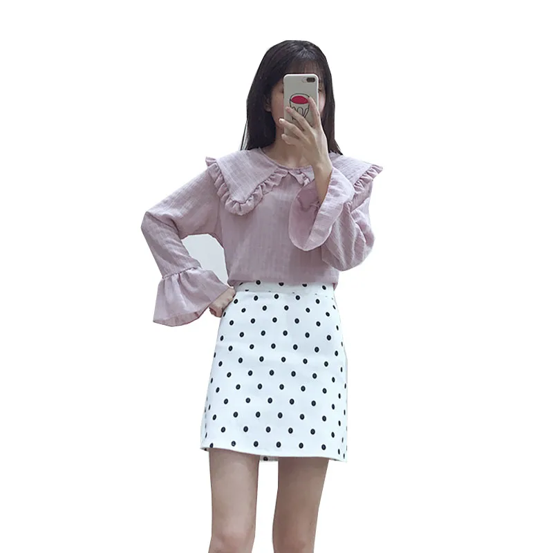 Korean style women ruffles blouse shirt 2019 girls spring Japanese style sweet peter pan collar hollow cotton blouse blusa
Korean style women ruffles blouse shirt 2019 girls spring Japanese style sweet peter pan collar hollow cotton blouse blusa