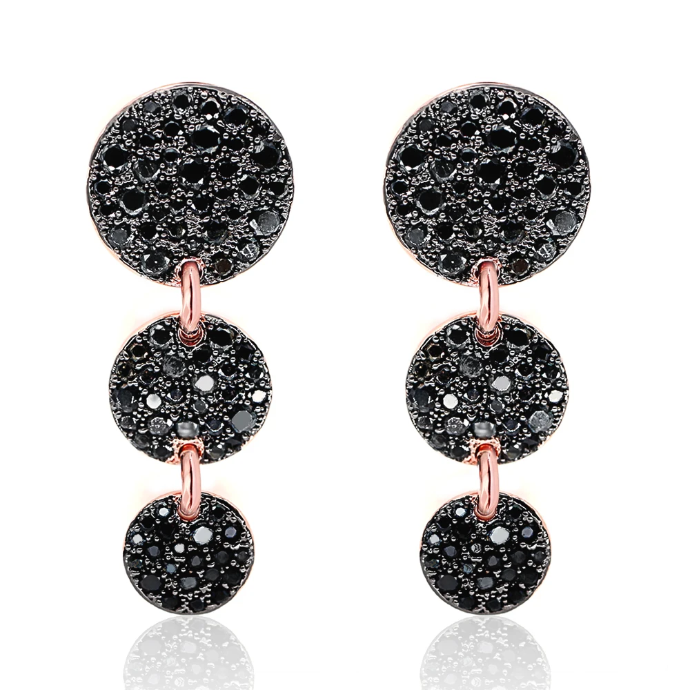 Newest Romantic Brand Rose Gold With Black Zircon Long Three Round Drop Earrings For Women Christmas Gift PE011
Newest Romantic Brand Rose Gold With Black Zircon Long Three Round Drop Earrings For Women Christmas Gift PE011