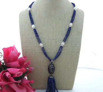 N121801 25" 2Stands Round Pearl Blue CZ Pendant Necklace
N121801 25" 2Stands Round Pearl Blue CZ Pendant Necklace