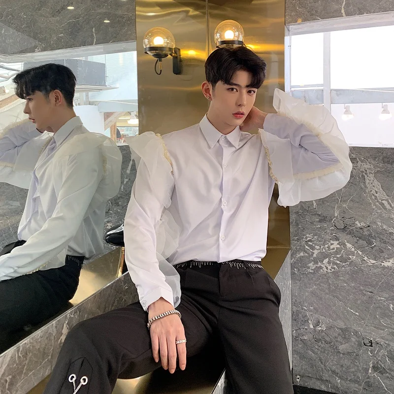 Male Party Dress Shirts Men Lace Splice Long Sleeve Casual Shirt Stage Fashion Shoe Clothes
Male Party Dress Shirts Men Lace Splice Long Sleeve Casual Shirt Stage Fashion Shoe Clothes