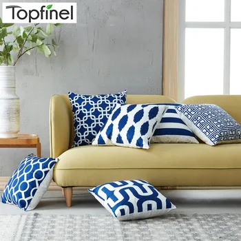 Topfinel Cushion Covers Navy Geometric printed Decorative pillows Throw Pillow Cases For Sofa Seat Chair Microfiber
Topfinel Cushion Covers Navy Geometric printed Decorative pillows Throw Pillow Cases For Sofa Seat Chair Microfiber