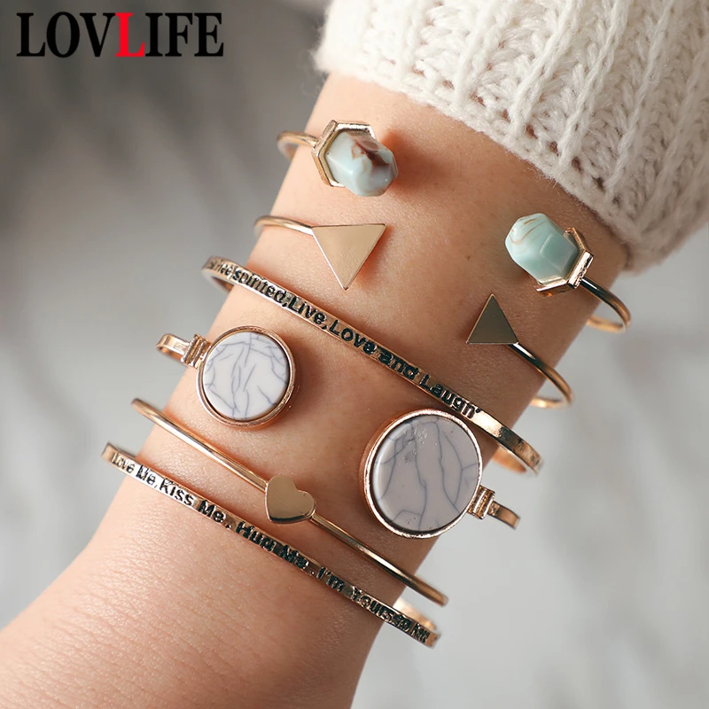 6pcs/set 2019 New Jewelry Geometric Natural Stone Heart Open Glossy Letter Bracelets Set Women Multilayer Bracelet Set Jewelry
6pcs/set 2019 New Jewelry Geometric Natural Stone Heart Open Glossy Letter Bracelets Set Women Multilayer Bracelet Set Jewelry