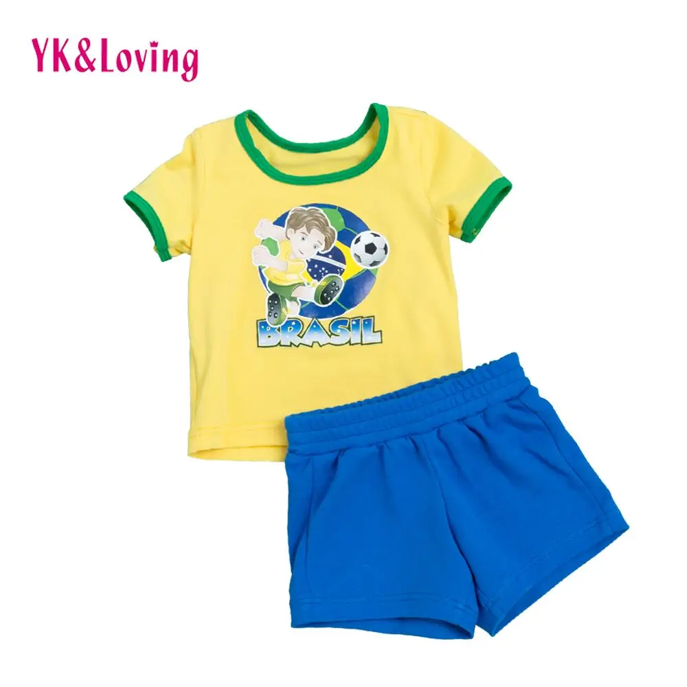 Baby World Cup Clothes Football Tracksuits Boys Short Sleeve tshirt+shorts Brazil Soccer Wear Children Clothing Set
Baby World Cup Clothes Football Tracksuits Boys Short Sleeve tshirt+shorts Brazil Soccer Wear Children Clothing Set