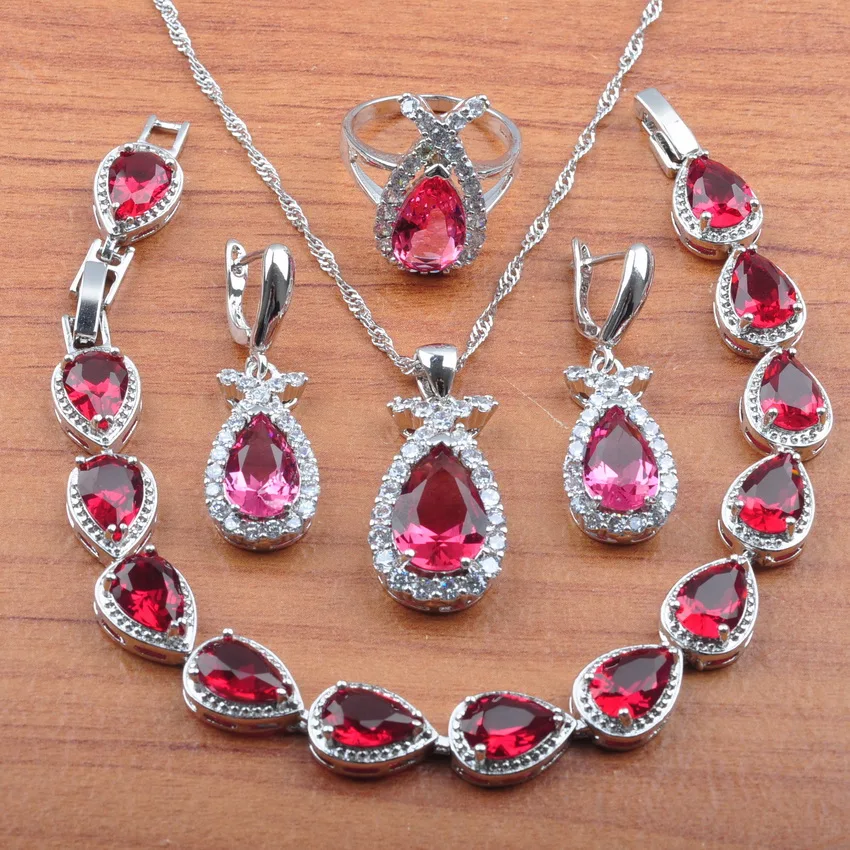 Best Gift Rose Red Zirconia 925 Sterling Silver Jewelry Set For Women Earrings Necklace Pendant Rings Bracelet JS0453
Best Gift Rose Red Zirconia 925 Sterling Silver Jewelry Set For Women Earrings Necklace Pendant Rings Bracelet JS0453