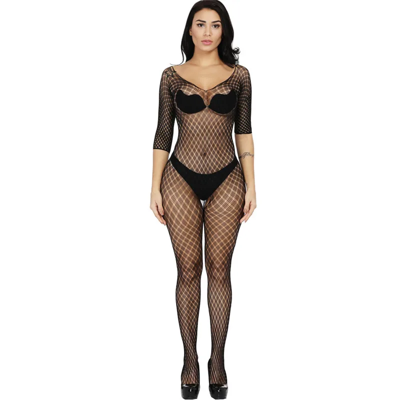 

Sexy Crotchless Lingerie Women's Sheer Mesh Transparent Bodysuit Open Crotch Tights Fishnet Teddies Bodystockings Sex Costumes