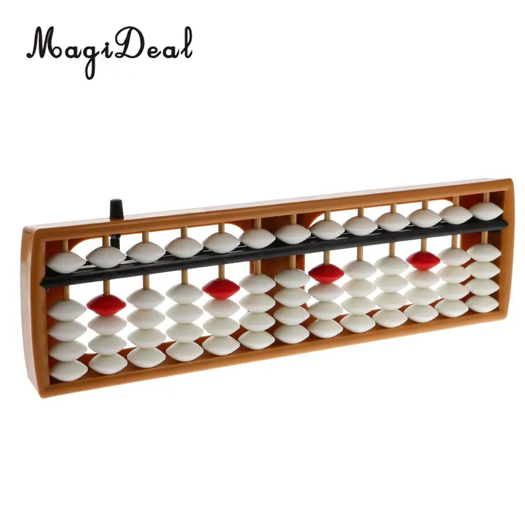 MagiDeal 13Rods Plastic Beads Abacus Soroban Calculating Tool Educational Math Toy for School Teacher Student Office Use 6Colors
