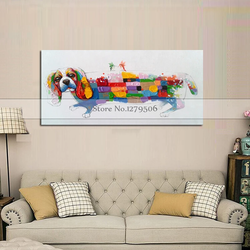 Ручная роспись современный в виде симпатичных животных картина маслом на холсте для дома Декоративные Красочные собака, Декоративная Настенная картина без рамки для гостиная
Ручная роспись современный в виде симпатичных животных картина маслом на холсте для дома Декоративные Красочные собака, Декоративная Настенная картина без рамки для гостиная