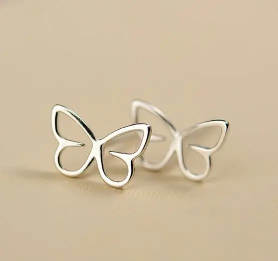 Горячие серебро Симпатичные маленькая бабочка серьги стержня для Для женщин