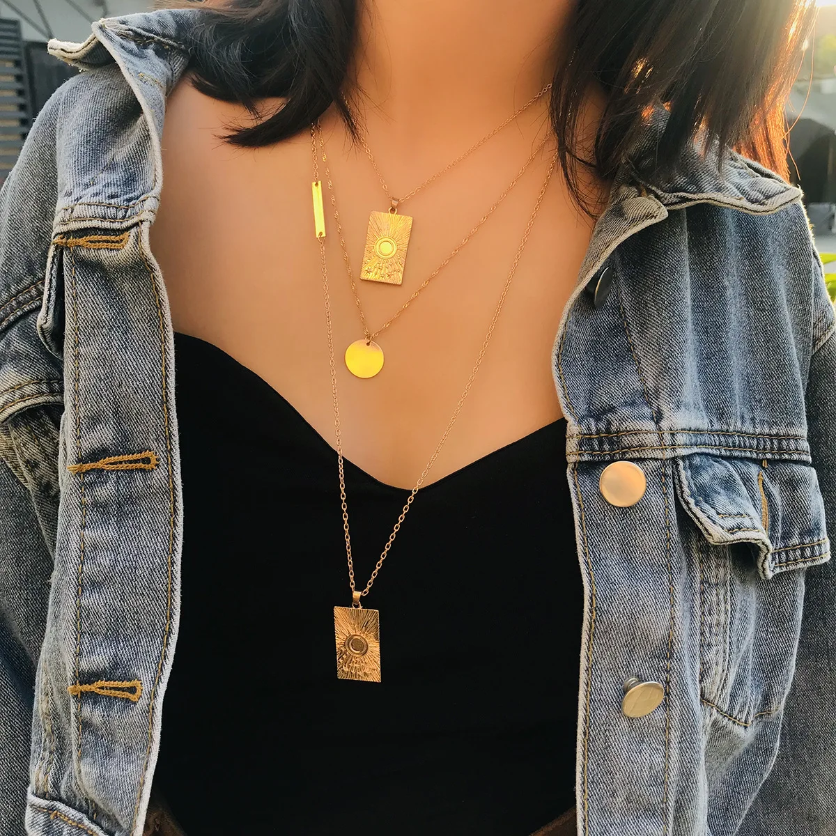 TRENDY GOLD COLOR COIN MEDALLION Rectangle PENDANT LAYERED NECKLACE FOR WOMEN GIRL
TRENDY GOLD COLOR COIN MEDALLION Rectangle PENDANT LAYERED NECKLACE FOR WOMEN GIRL