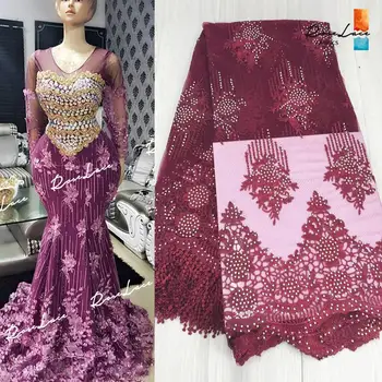 Classical Design 2019 Guinean Wedding Tassel Stones Net Lace Fabric Burgundy Color Rhinestones French Tulle Dresses Net Material
Classical Design 2019 Guinean Wedding Tassel Stones Net Lace Fabric Burgundy Color Rhinestones French Tulle Dresses Net Material