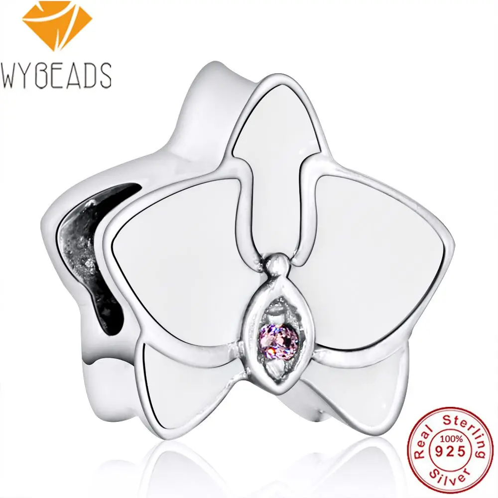 WYBEADS 925 Sterling Silver White Enamel Orchid Flower Charms Radiant CZ European Bead Fit Bracelet DIY Accessories Jewelry
WYBEADS 925 Sterling Silver White Enamel Orchid Flower Charms Radiant CZ European Bead Fit Bracelet DIY Accessories Jewelry