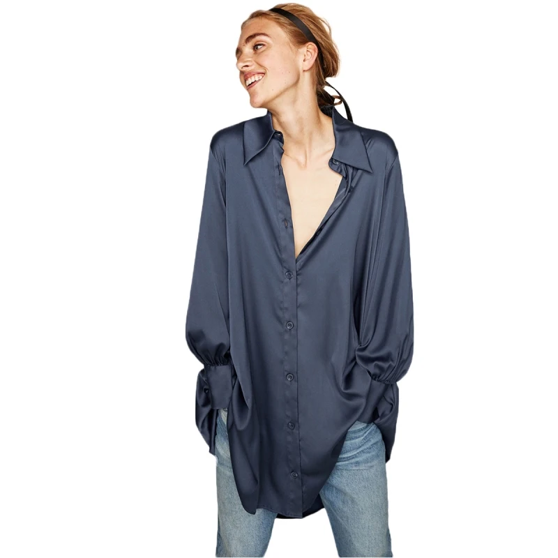 Women Boy Style Turn-down Collar Single Breasted Loose Plus Size Long Sleeves Silk Shirt Blouse Navy Blue TA02800127
Women Boy Style Turn-down Collar Single Breasted Loose Plus Size Long Sleeves Silk Shirt Blouse Navy Blue TA02800127