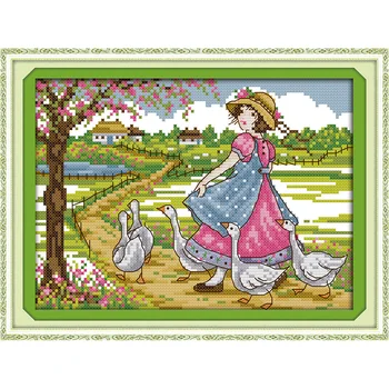Everlasting love Grazing geese girl Chinese cross stitch kits Ecological cotton printed 14 11CT DIY wedding decoration for home
Everlasting love Grazing geese girl Chinese cross stitch kits Ecological cotton printed 14 11CT DIY wedding decoration for home