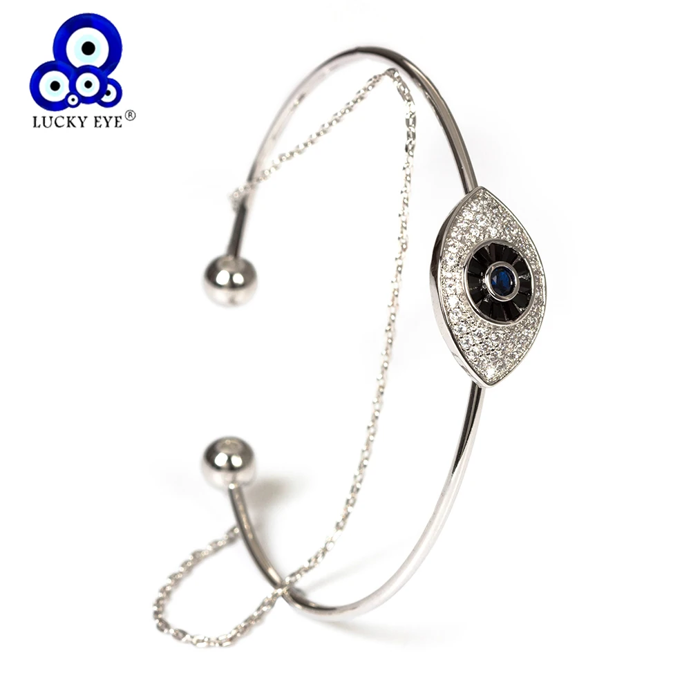Lucky Eye Blue Evil Eye Bangle Titanium Steel Open Bangle Micro CZ Double Chain Bracelet For Women Luxury Jewelry EY5163
Lucky Eye Blue Evil Eye Bangle Titanium Steel Open Bangle Micro CZ Double Chain Bracelet For Women Luxury Jewelry EY5163