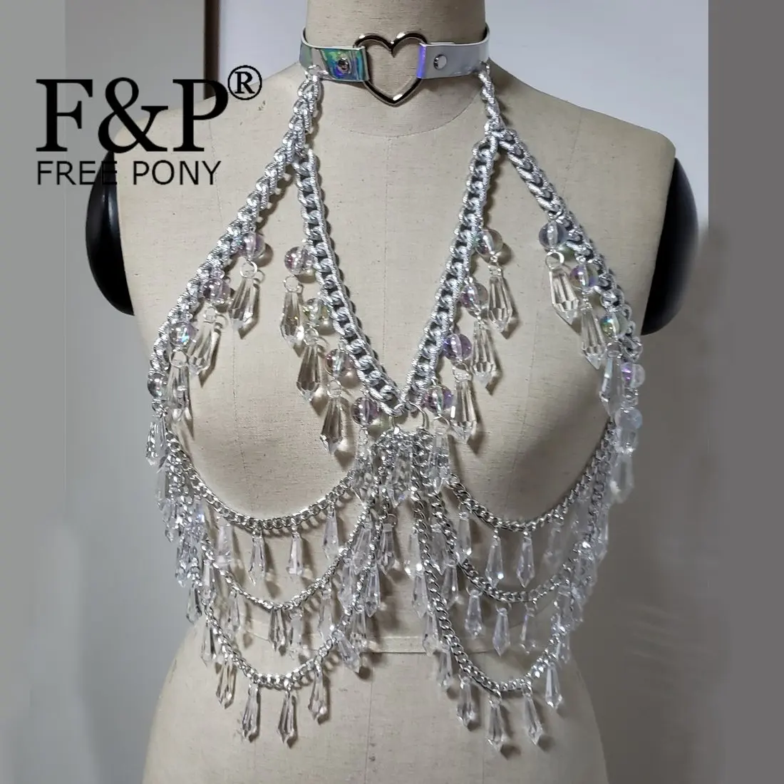 Body Chain Harness Chest Chain Holographic Choker Summer Muscial Festival Rave Outfits Clothes Top Burning Man Wear Bra
Body Chain Harness Chest Chain Holographic Choker Summer Muscial Festival Rave Outfits Clothes Top Burning Man Wear Bra