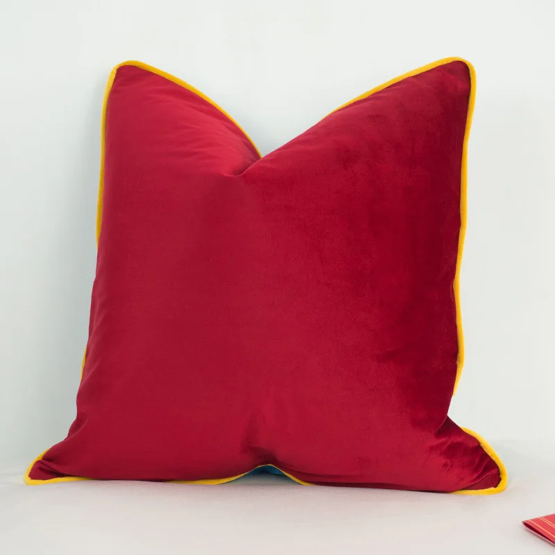 3 Colors Velvet Cushion Cover Lake Blue Red With Bright Yellow Piping Pillow Case Soft No Balling-up Without Stuffing
3 Colors Velvet Cushion Cover Lake Blue Red With Bright Yellow Piping Pillow Case Soft No Balling-up Without Stuffing