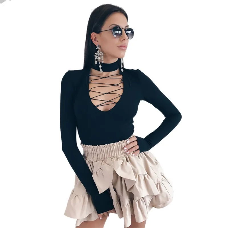 Women's Lace Up Sexy Bodysuits Deep V Neck Long Sleeve Bodysuit Hollow Out Bodycon Bodysuit For Ladies 2019 New
Women's Lace Up Sexy Bodysuits Deep V Neck Long Sleeve Bodysuit Hollow Out Bodycon Bodysuit For Ladies 2019 New