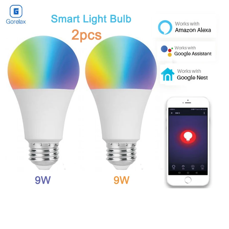 2pcs Smart Home Automation E27 9W Led Light Wifi Bulb, RGB WW Dimmable Remote Control LED Lamp Bulb Works with Alexa Google Home
2pcs Smart Home Automation E27 9W Led Light Wifi Bulb, RGB WW Dimmable Remote Control LED Lamp Bulb Works with Alexa Google Home