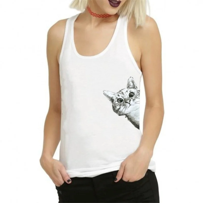 Summer Tops Women Fashion Lovely Cat Print Women Casual Loose Tank Top Blouse Sleeveless O Neck White T-Shirt
Summer Tops Women Fashion Lovely Cat Print Women Casual Loose Tank Top Blouse Sleeveless O Neck White T-Shirt